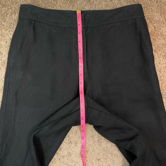 Eileen Fisher Black Flat Front High-Rise Wide Leg Ankle Crop Linen Pants Small - Picture 14 of 16